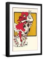 Tall Rabbit with Lady in Red-null-Framed Art Print
