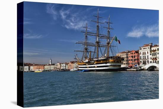 Tall Ship in Venice Harbor, Italy-George Oze-Stretched Canvas