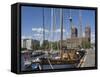 Tall Ships Anchored in Oslo Harbour, the Town Hall in the Background, Oslo, Norway-James Emmerson-Framed Stretched Canvas