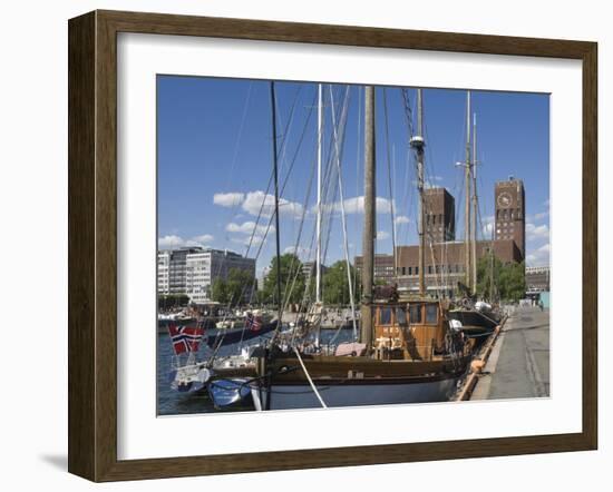 Tall Ships Anchored in Oslo Harbour, the Town Hall in the Background, Oslo, Norway-James Emmerson-Framed Photographic Print