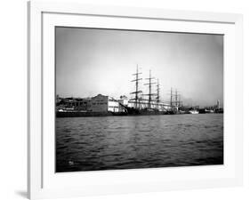 Tall Ships Moored at Dock, Port of Seattle, Circa 1913-Asahel Curtis-Framed Giclee Print