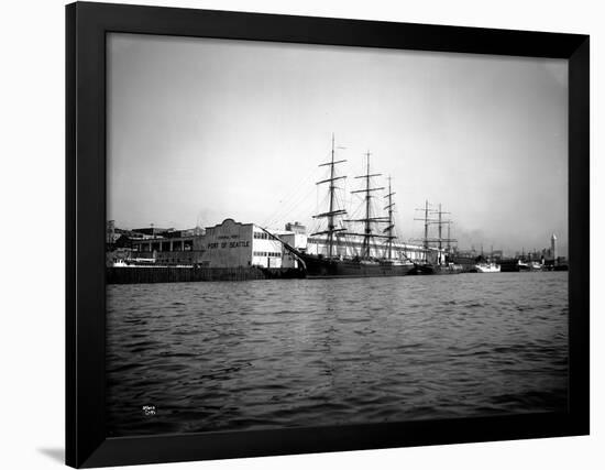 Tall Ships Moored at Dock, Port of Seattle, Circa 1913-Asahel Curtis-Framed Giclee Print