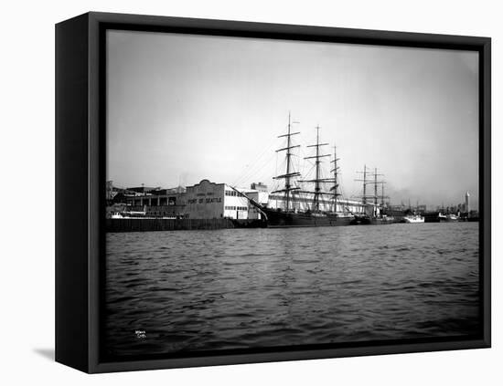 Tall Ships Moored at Dock, Port of Seattle, Circa 1913-Asahel Curtis-Framed Stretched Canvas