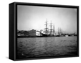 Tall Ships Moored at Dock, Port of Seattle, Circa 1913-Asahel Curtis-Framed Stretched Canvas