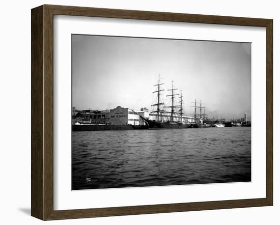 Tall Ships Moored at Dock, Port of Seattle, Circa 1913-Asahel Curtis-Framed Giclee Print