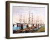 Tall Ships Mooring in the Harbour, Hamburg, Pub. C.1895-null-Framed Photographic Print