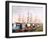 Tall Ships Mooring in the Harbour, Hamburg, Pub. C.1895-null-Framed Photographic Print