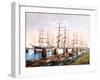 Tall Ships Mooring in the Harbour, Hamburg, Pub. C.1895-null-Framed Photographic Print