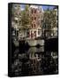 Tall Traditional Style Houses Reflected in the Water of a Canal, Amsterdam, the Netherlands-Richard Nebesky-Framed Stretched Canvas