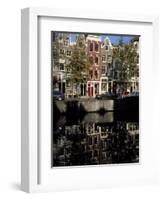 Tall Traditional Style Houses Reflected in the Water of a Canal, Amsterdam, the Netherlands-Richard Nebesky-Framed Photographic Print