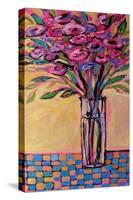 Tall Vase on Checkered Tablecloth-Patty Baker-Stretched Canvas