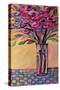 Tall Vase on Checkered Tablecloth-Patty Baker-Stretched Canvas