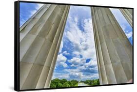Tall white columns, Lincoln Memorial, Washington DC. Dedicated 1922-William Perry-Framed Stretched Canvas