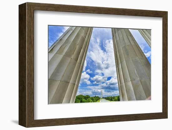 Tall white columns, Lincoln Memorial, Washington DC. Dedicated 1922-William Perry-Framed Photographic Print