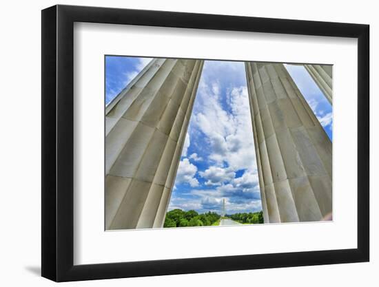 Tall white columns, Lincoln Memorial, Washington DC. Dedicated 1922-William Perry-Framed Photographic Print