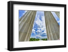 Tall white columns, Lincoln Memorial, Washington DC. Dedicated 1922-William Perry-Framed Photographic Print