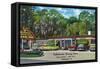 Tallahassee, Florida - Aaa Dining Room Motor Hotel-Lantern Press-Framed Stretched Canvas