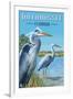 Tallahassee, Florida - Blue Herons-Lantern Press-Framed Art Print