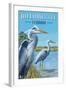 Tallahassee, Florida - Blue Herons-Lantern Press-Framed Art Print