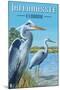 Tallahassee, Florida - Blue Herons-Lantern Press-Mounted Art Print