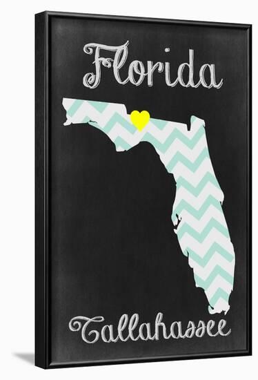 Tallahassee, Florida - Chalkboard State Heart-Lantern Press-Framed Art Print