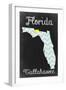Tallahassee, Florida - Chalkboard State Heart-Lantern Press-Framed Art Print