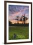 Tallahassee, Florida - Cypress and Sunset-Lantern Press-Framed Art Print