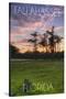 Tallahassee, Florida - Cypress and Sunset-Lantern Press-Stretched Canvas