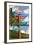 Tallahassee, Florida - Destinations Signpost-Lantern Press-Framed Art Print