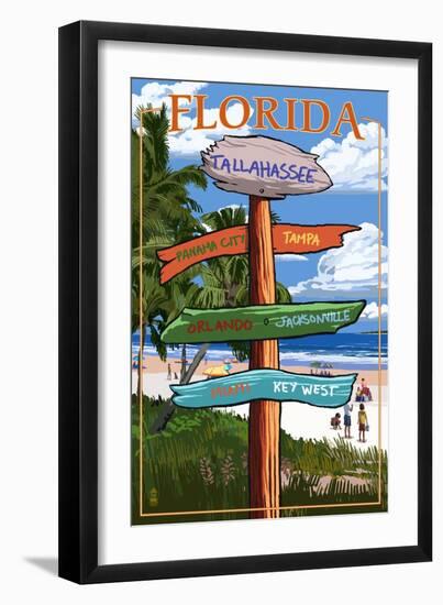 Tallahassee, Florida - Destinations Signpost-Lantern Press-Framed Art Print