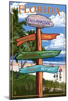 Tallahassee, Florida - Destinations Signpost-Lantern Press-Mounted Art Print