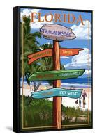 Tallahassee, Florida - Destinations Signpost-Lantern Press-Framed Stretched Canvas