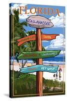 Tallahassee, Florida - Destinations Signpost-Lantern Press-Stretched Canvas