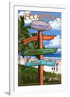 Tallahassee, Florida - Destinations Signpost-Lantern Press-Framed Art Print