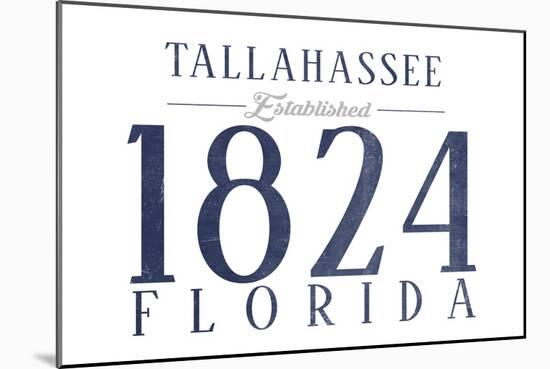 Tallahassee, Florida - Established Date (Blue)-Lantern Press-Mounted Art Print