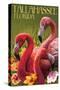 Tallahassee, Florida - Flamingos-Lantern Press-Stretched Canvas