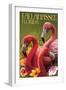 Tallahassee, Florida - Flamingos-Lantern Press-Framed Art Print