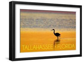 Tallahassee, Florida - Golden Heron-Lantern Press-Framed Art Print