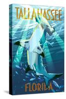 Tallahassee, Florida - Stylized Tiger Shark-Lantern Press-Stretched Canvas