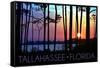 Tallahassee, Florida - Sunset and Silhouette-Lantern Press-Framed Stretched Canvas