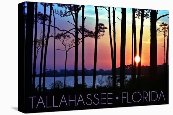 Tallahassee, Florida - Sunset and Silhouette-Lantern Press-Stretched Canvas