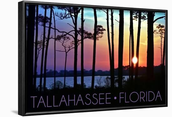 Tallahassee, Florida - Sunset and Silhouette-Lantern Press-Framed Art Print