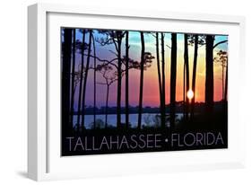 Tallahassee, Florida - Sunset and Silhouette-Lantern Press-Framed Art Print