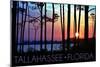 Tallahassee, Florida - Sunset and Silhouette-Lantern Press-Mounted Art Print