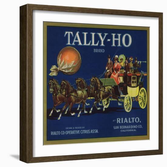 Tally Ho Brand - Rialto, California - Citrus Crate Label-Lantern Press-Framed Art Print