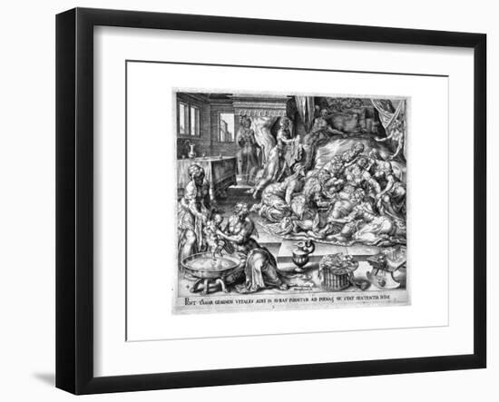 Tamar Giving Birth to Pharez and Sarah, 16th Century-Maerten van Heemskerck-Framed Giclee Print