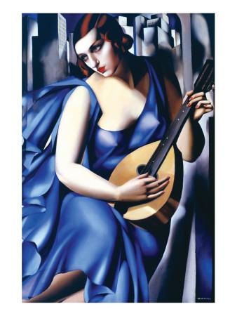 Femme en Bleu Avec Guitare