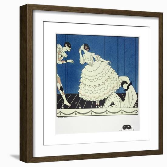 Tamara Karsavina (1885-1978) as Columbine, Vaslav Nijinsky (1890-1950) as Harlequin and Adolph…-Georges Barbier-Framed Giclee Print