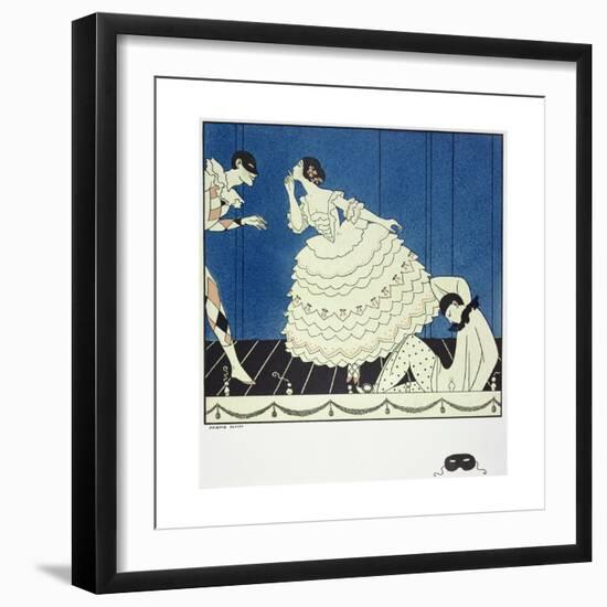 Tamara Karsavina (1885-1978) as Columbine, Vaslav Nijinsky (1890-1950) as Harlequin and Adolph…-Georges Barbier-Framed Giclee Print