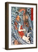Tamatori Being Pursued by a Dragon-Kuniyoshi Utagawa-Framed Giclee Print
